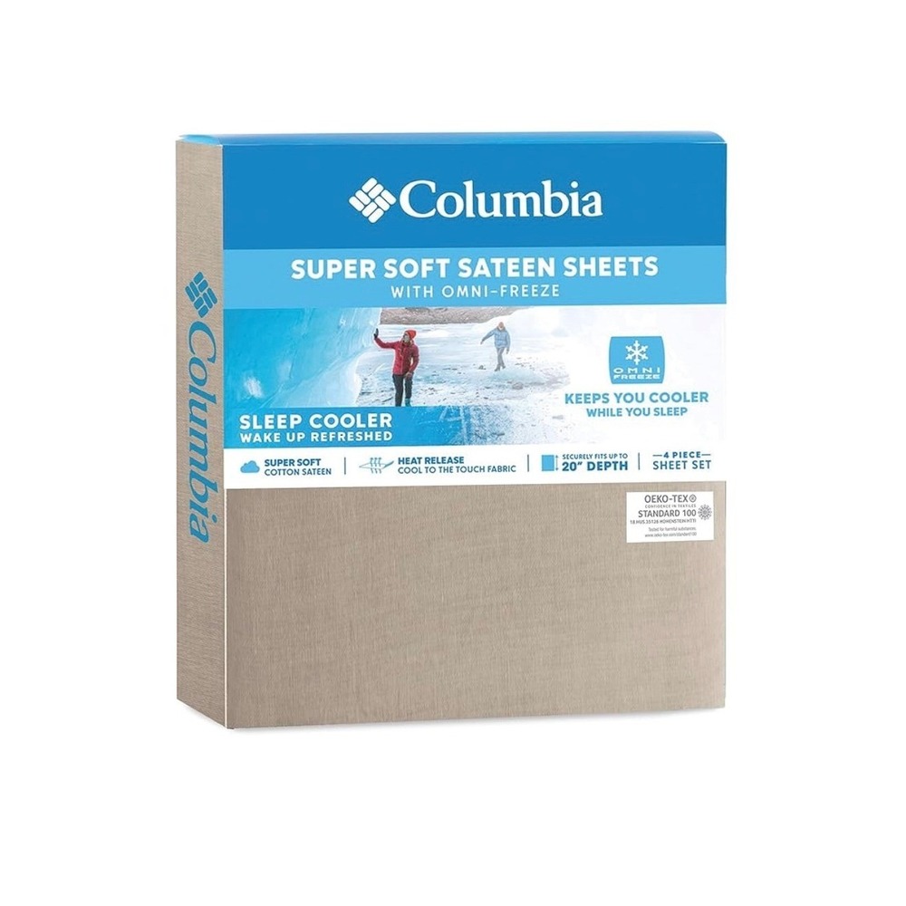 Columbia Super Soft Sateen Twin Sheet Set Omni Freeze Sleep Cooler BRAND NEW